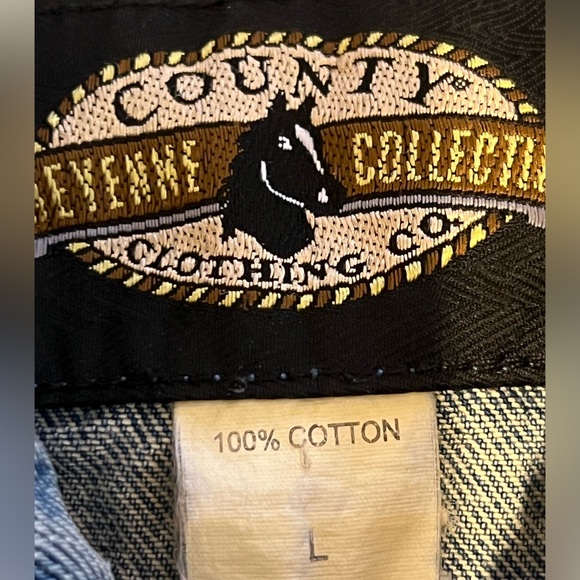 🤠 🧲CLASSIC & Vintage Western /Southwestern Denim Jean Jacket | Size Large / 10 - Picture 10 of 17